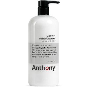Anthony Glycolic Facial Cleanser for Men, Daily Exfoliating & Hydrating Face Wash, Shave Prep, Non-Foaming, Deep Cleansing