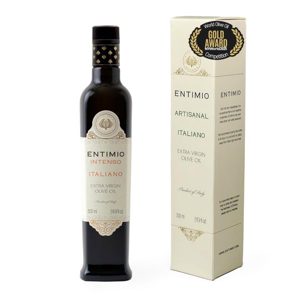 Entimio Intenso +900 mg/kg Polyphenol Rich Organic Extra Virgin Olive Oil, New 2024-2025 Early Harvest Italian Olive Oil from Puglia,