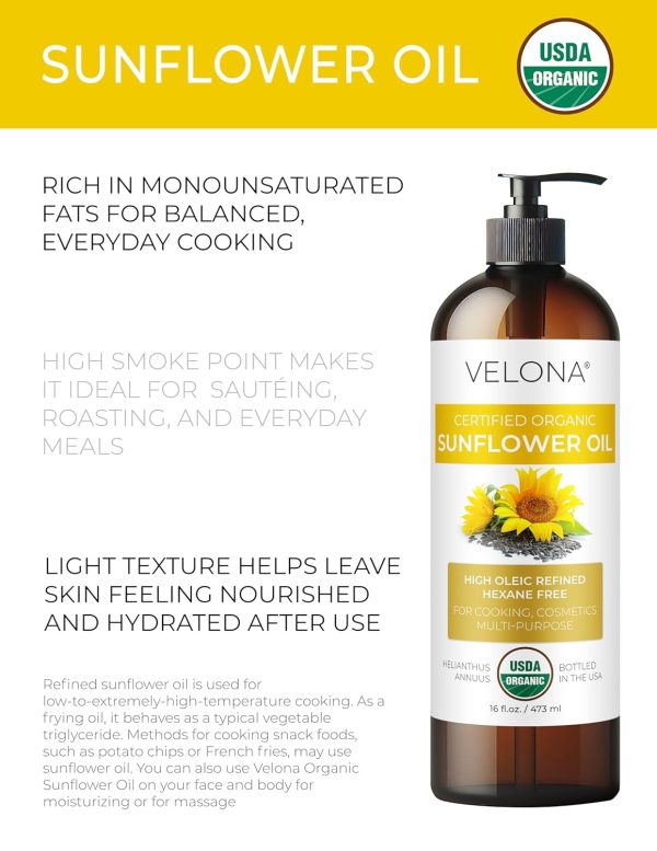 100% Pure and Natural Carrier Oil | High Oleic, Refined| Cooking, Skin, Hair, Body & Face Moisturizing - Image 2
