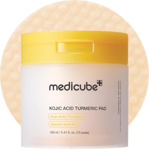medicube Kojic Acid Turmeric Clarifying Toner Pad for Troubled Skin & Use After Spot Care