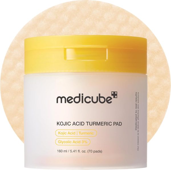 medicube Kojic Acid Turmeric Clarifying Toner Pad for Troubled Skin & Use After Spot Care