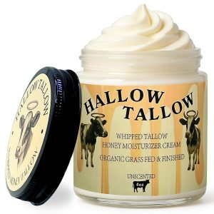 100% Grass-Fed & Finished Tallow Balm with Manuka Honey, Jojoba & Olive Oil, Calendula Extract – Natural Hydrating Face & Body Cream, 4oz