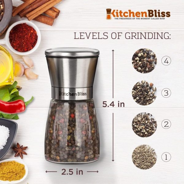 Professional Salt and Pepper Grinder Set – Premium Stainless Steel Salt and Pepper Shakers with Ceramic Spice Grinder - Image 3