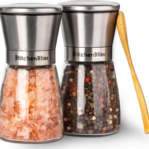 Professional Salt and Pepper Grinder Set – Premium Stainless Steel Salt and Pepper Shakers with Ceramic Spice Grinder