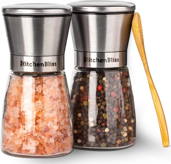 Professional Salt and Pepper Grinder Set – Premium Stainless Steel Salt and Pepper Shakers with Ceramic Spice Grinder