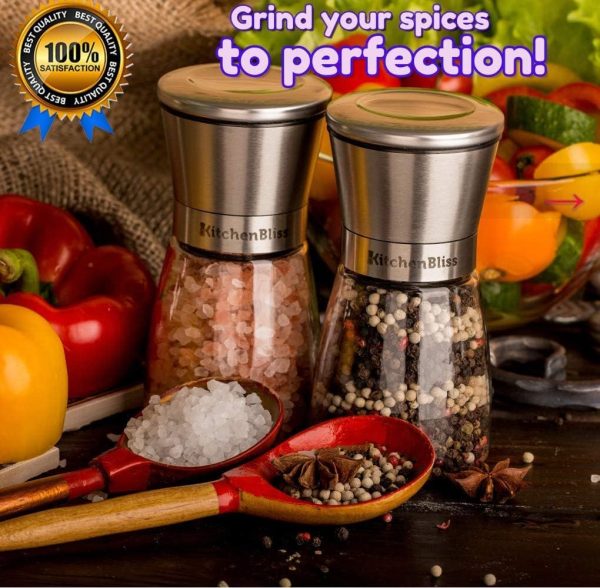 Professional Salt and Pepper Grinder Set – Premium Stainless Steel Salt and Pepper Shakers with Ceramic Spice Grinder - Image 2