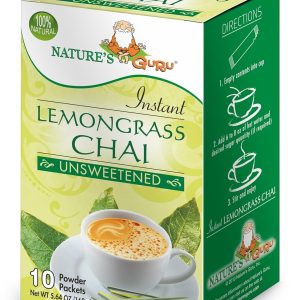 Nature's Guru Instant Lemongrass Chai Tea Drink Mix Unsweetened 10 Count Single Serve On-the-Go Drink Packets