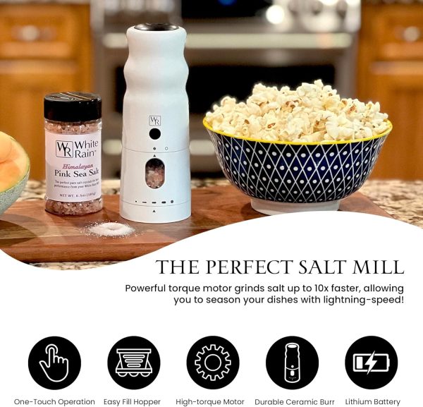 Aluminum Rechargeable Salt Grinder Refillable Heavy Duty Electric Himalayan Pink Salt Grinder, Kitchen Gadgets - Image 3