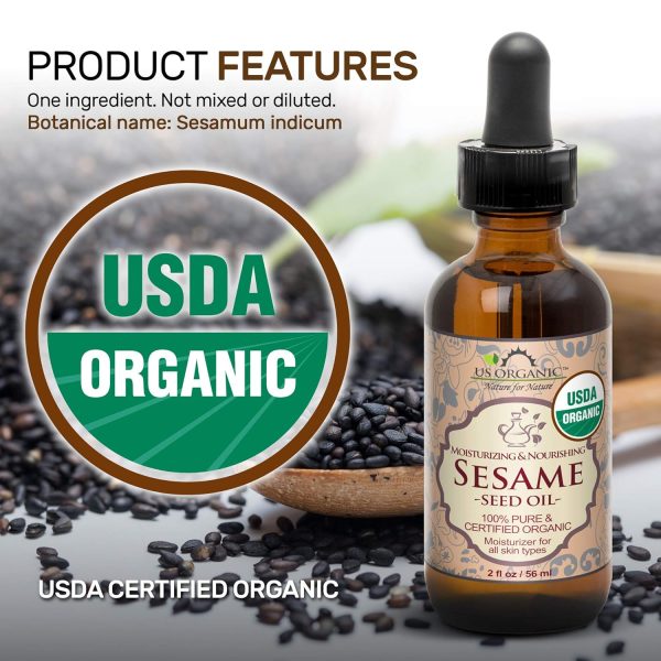 US Organic Sesame Seed Oil, USDA Certified Organic, Untoasted, Unrefined Virgin, 100% Pure & Natural, Cold Pressed, - Image 2
