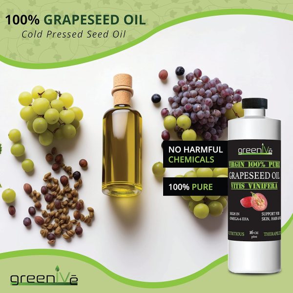 GreenIVe Grapeseed Oil Organically Grown 100% Pure Cold Pressed Light Flavor High Tempurature Cooking - Image 3